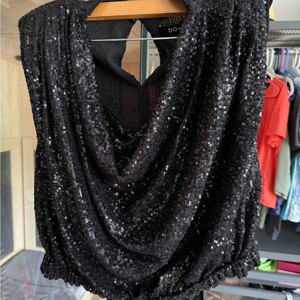 DO+BE Shimmering Black Sequin Blouse